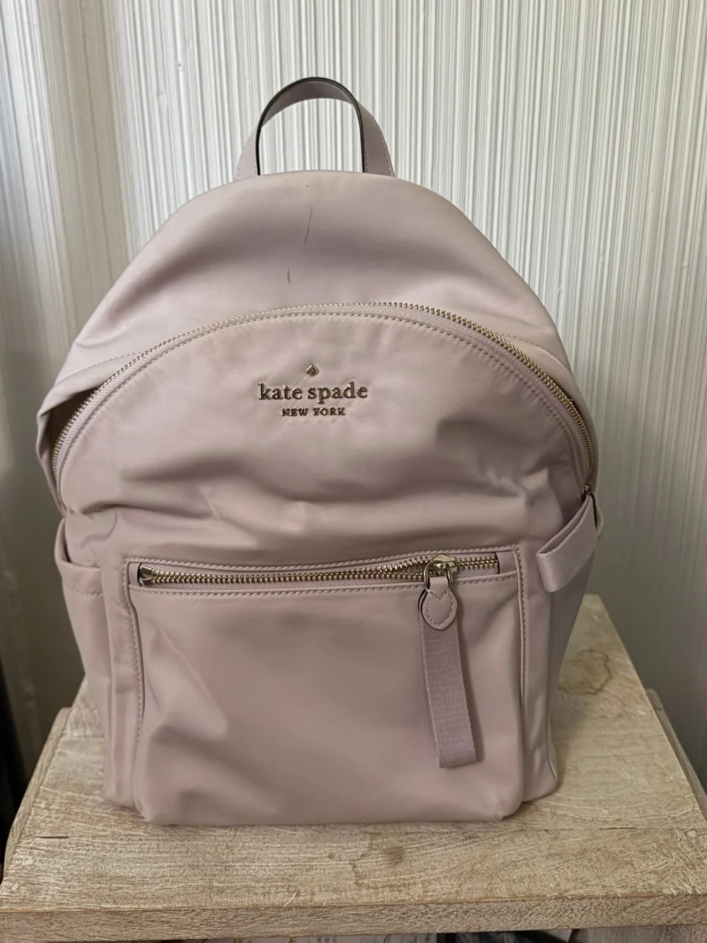 kate spade New York Pale Blush Nylon Backpack with Gold Hardware